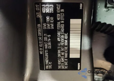 2018 Volvo S60 Inscription z USA, uszkodzony, nr VIN LYV402TK0JB167151